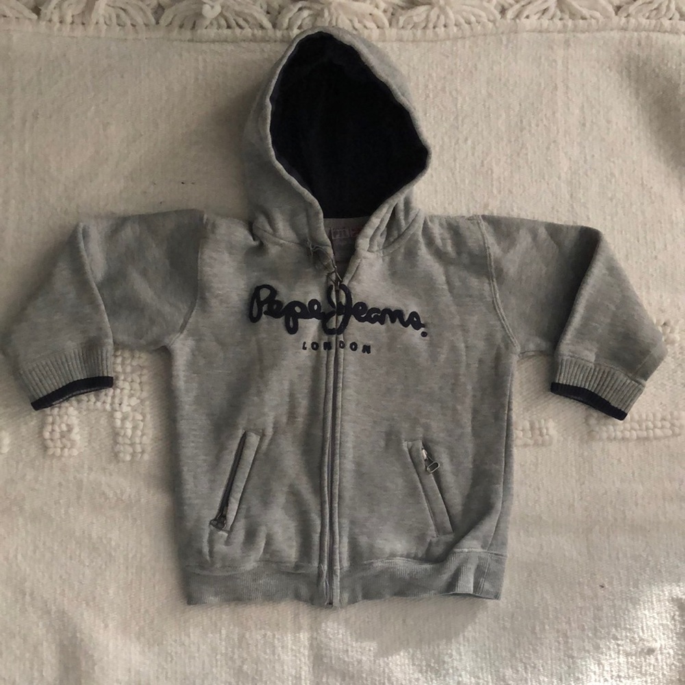 Pepe Jeans Boy’s Hooded Jacket Zip Up Gray Size 3 T